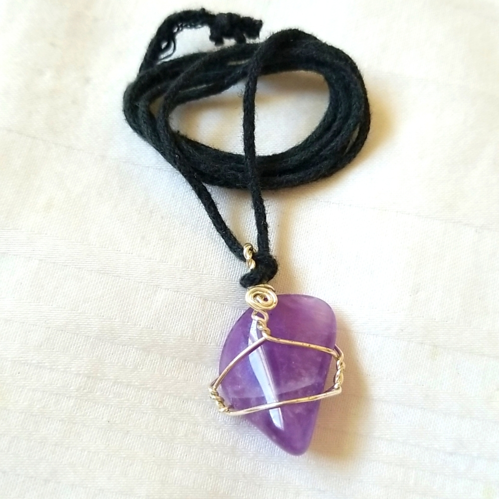 Silver Amethyst Stone Necklace